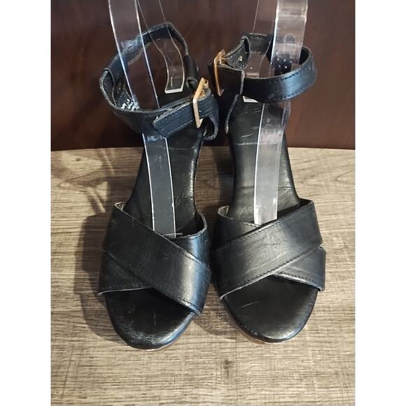 Freebird by Steven Fb Cape Womens Sandals Size 8 Black Leather Buckle Block Heel - Picture 3 of 9